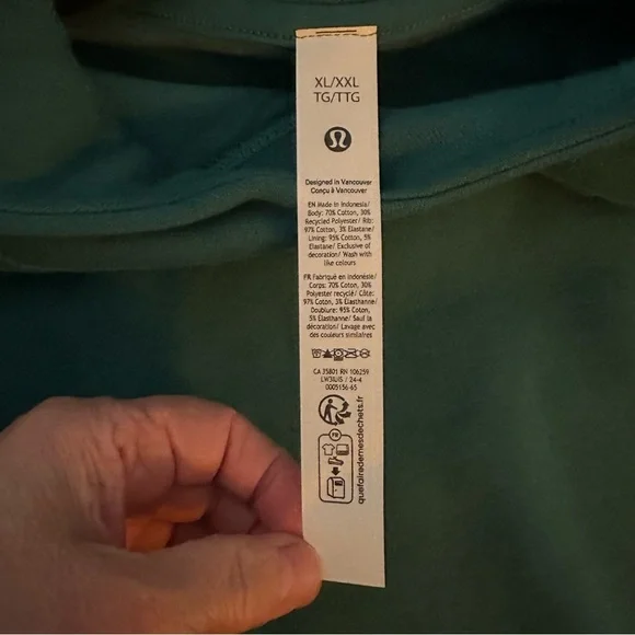 Lululemon Athletica Scuba Oversized Side Slit  Green Teal Hoodie Sz XXL - Picture 6 of 6